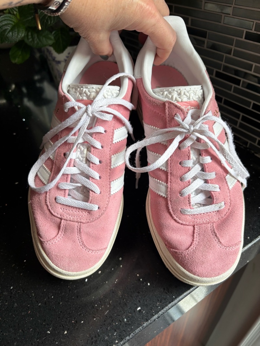 adidas Gazelle Platform Sneakers in Pink & White - Picture 5 of 7